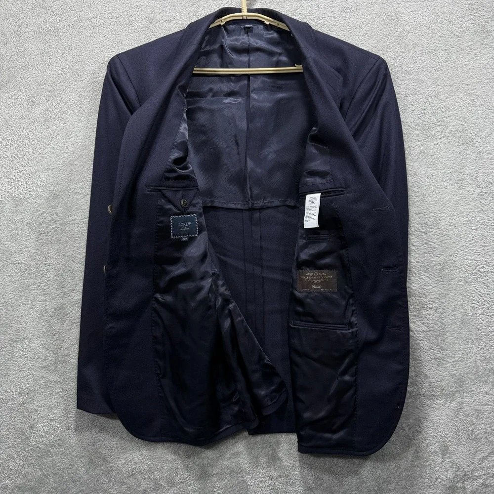 J Crew Ludlow Suit Jacket Mens 42R Blue Italian Flannel Vitale Barberis